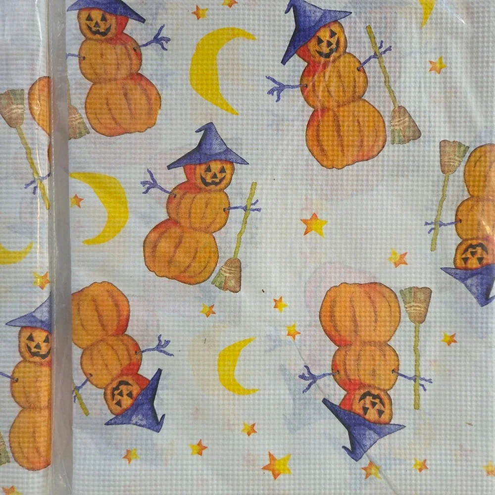 Lot‎ of 3 Vintage Halloween Table Cover 54 x 96 Pumpkin Snowman Witch Paper